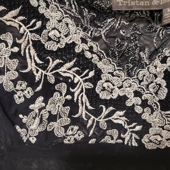 Tristan black sheer camisole with silver accent embroidery - Picture 3 of 4